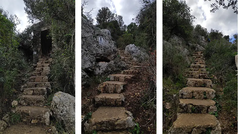 מדרגות עלייה אל מערת אצבע